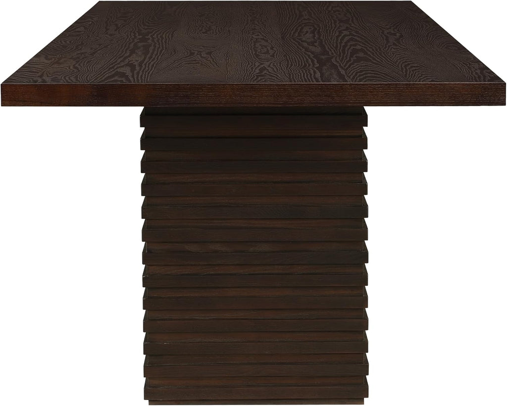 Christopher Knight Home Kaiya Modern Minimalist Wood Dining Table for 6-10 People, Rectangular Dining Room Table, Pedestal Kitchen Table, Ideal for Restaurant/Family Gatherings, Dark Brown