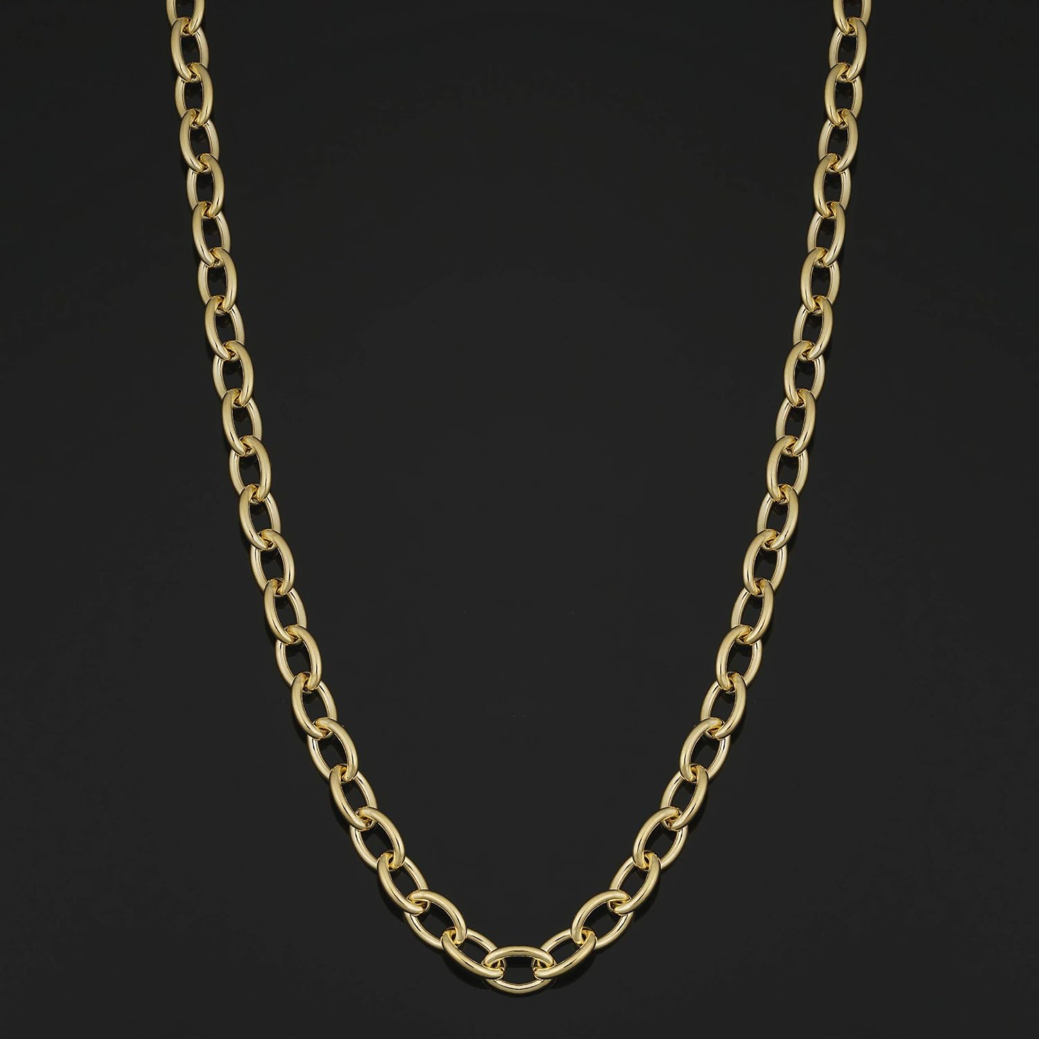 Solid 14k Yellow Gold Filled 5.1 mm Oval Cable Link Chain Necklace for Men and Women