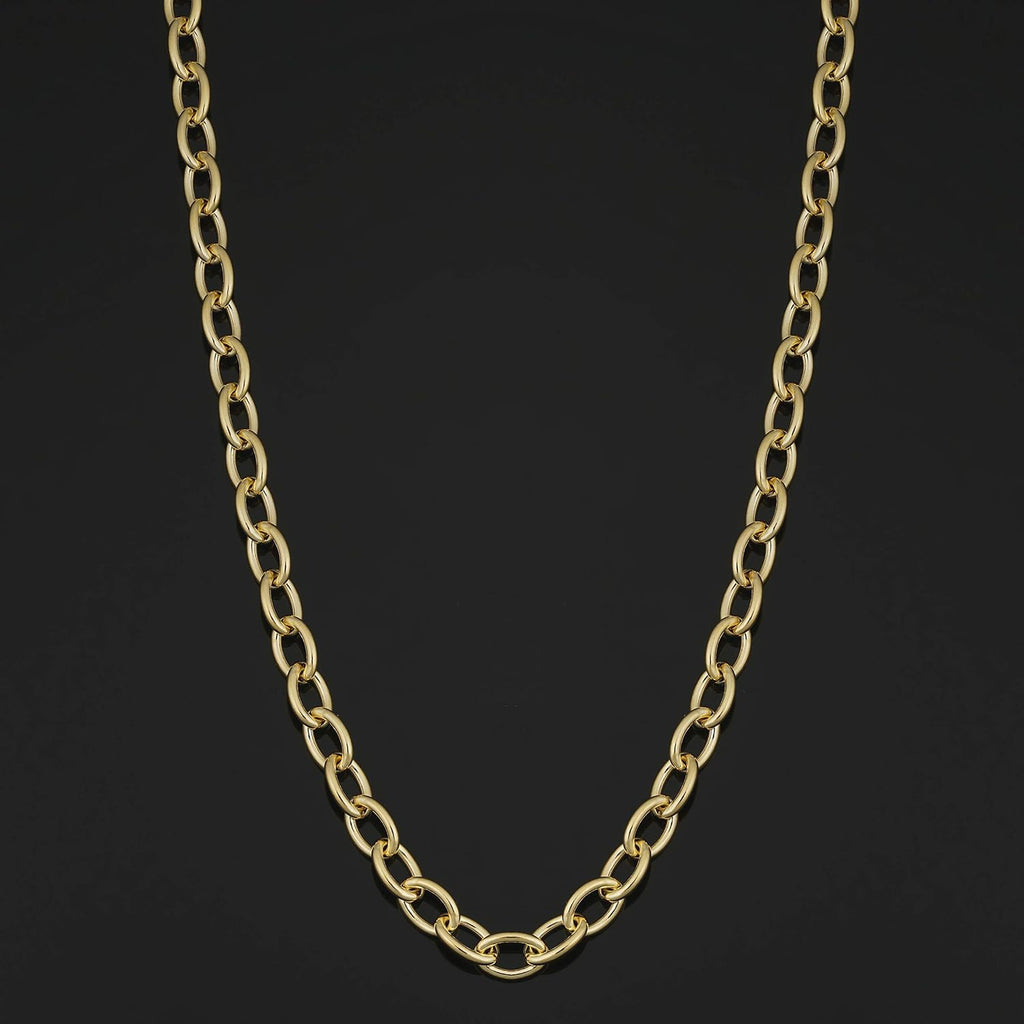 Solid 14k Yellow Gold Filled 5.1 mm Oval Cable Link Chain Necklace for Men and Women