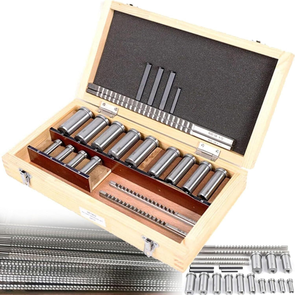 22-Piece Keyway Broach Set, Metric Size, Keyway Broach Kit, Keyway Broach Cutter, Shim Set, Industrial Metalworking Tool with 4 Broaches, 13 Bushings