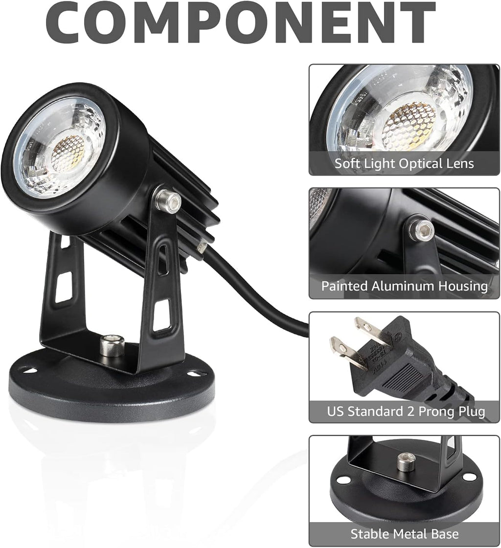 2 Pack LED Spot Lights Indoor Plant Spotlight Lamp Up for Plants Aent Lighting 110V Warm White Uplight 5.9 FT Cord with Floor Foot Switch,