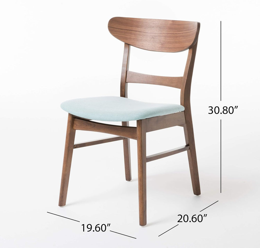 Christopher Knight Home Griselda Mid-Century Modern Dining Chairs (Set of 4),Polyester and Birch Wood, Mint, Walnut