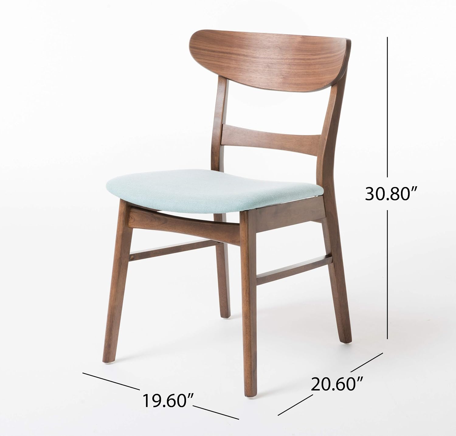 Christopher Knight Home Griselda Mid-Century Modern Dining Chairs (Set of 4),Polyester and Birch Wood, Mint, Walnut