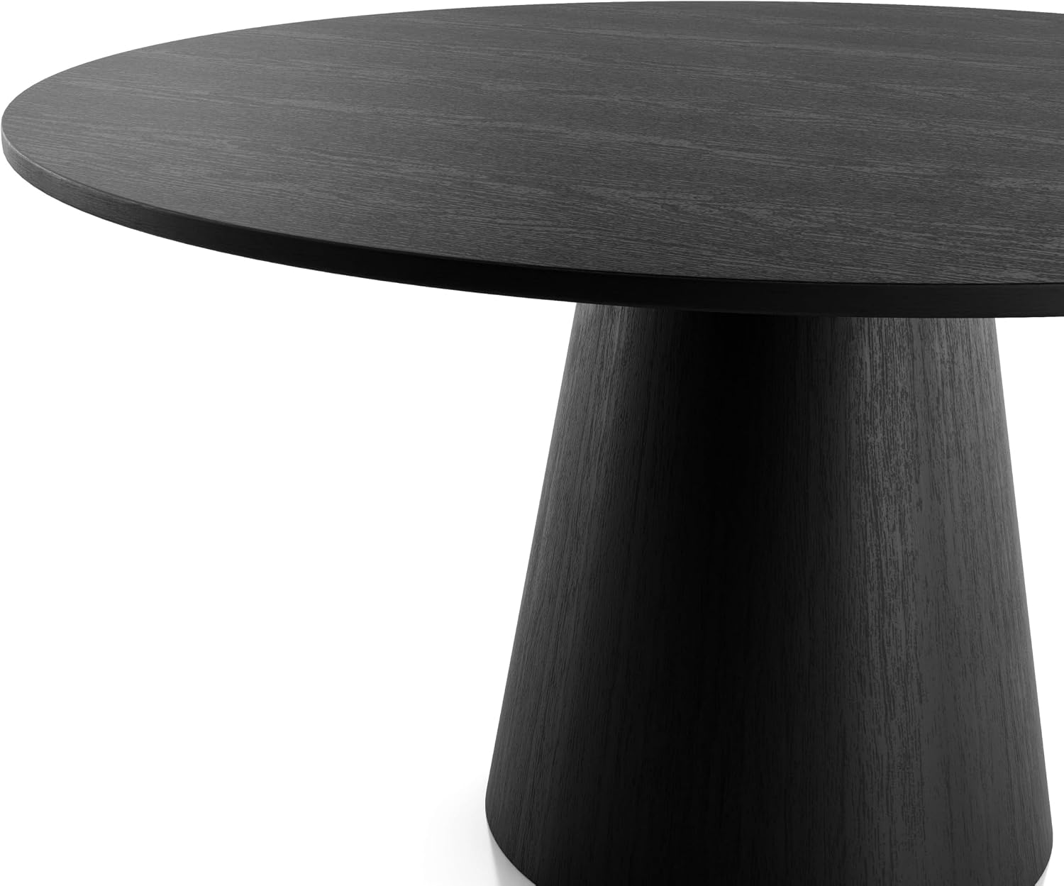 Furniture of America Lestara Modern Solid Wood 59-inch Round Dining Table with Tapered Pedestal Base, Seats up to 6, Easy Assembly, for Home, Kitchen, Living Room, Black