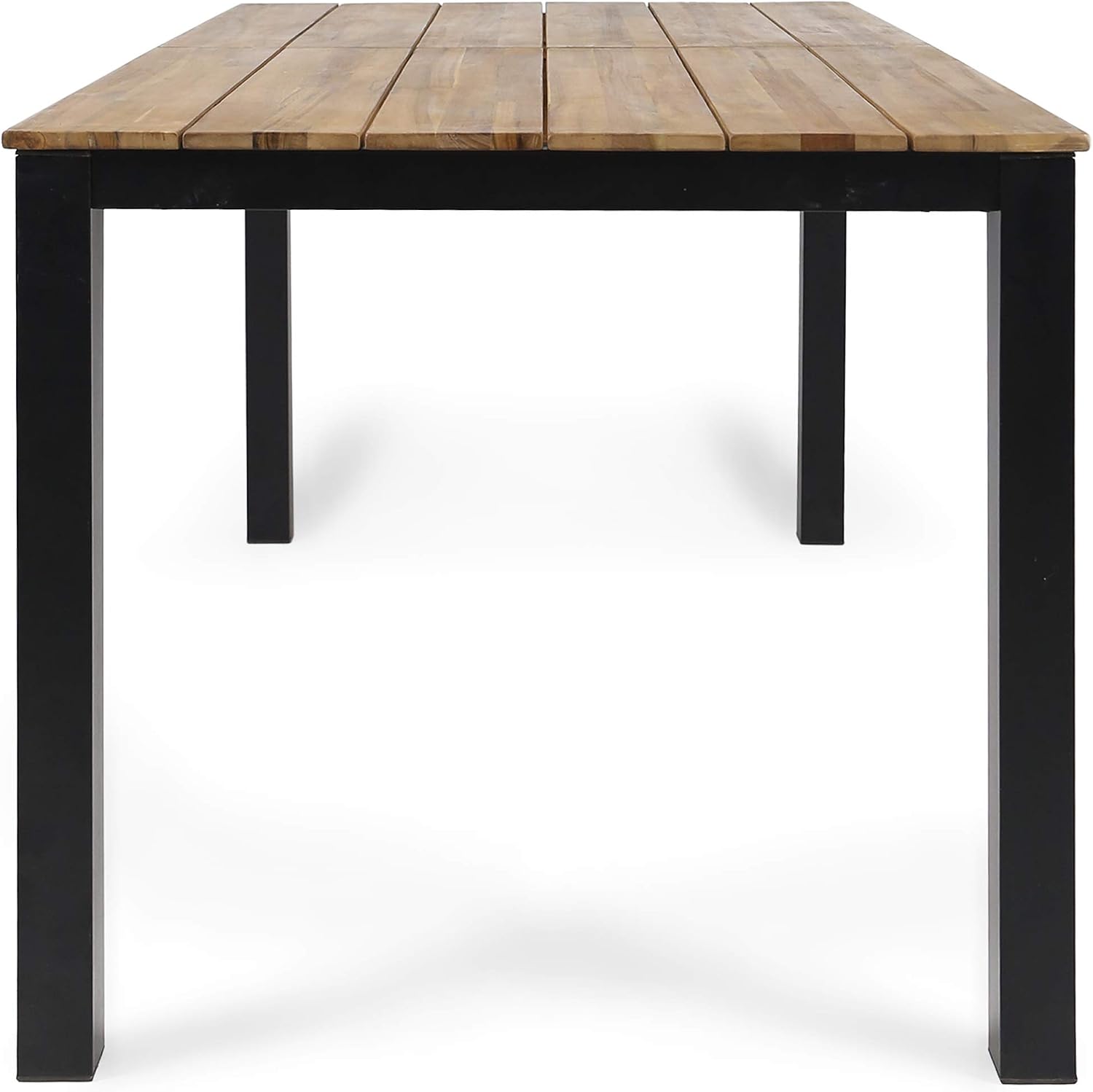 Christopher Knight Home Zak Outdoor 71' Acacia Wood Dining Table, Teak Finish, Black