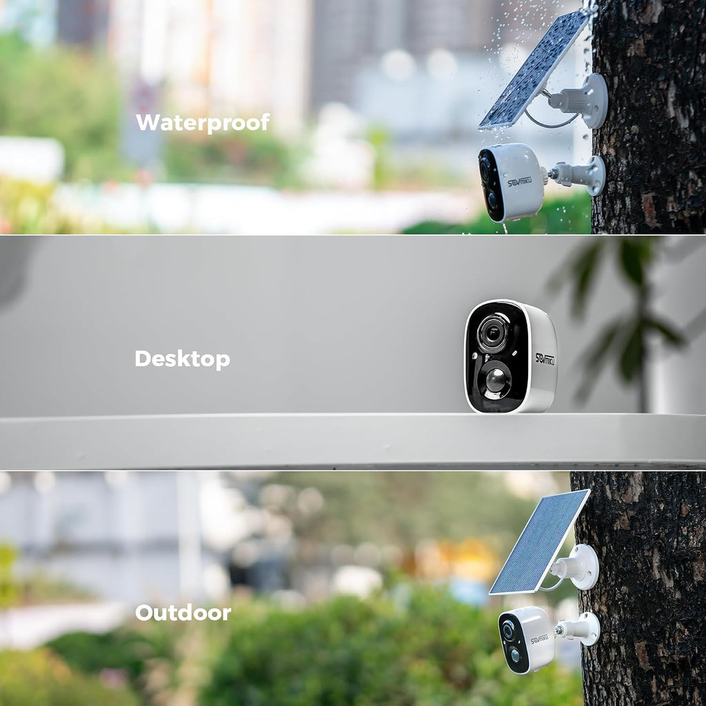 Vicohome AI 2K Outdoor Solar Battery Security Cam & Indoor Plug-in Cam System, Two Way Audio, Motion Detection, 360° View, Easy to Setup, Color Night Vision, Audible Siren, 180 Days Exchange Policy