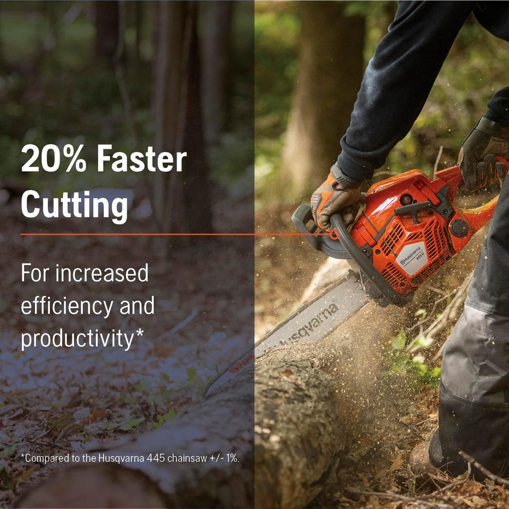 Husqvarna 445S Gas Chainsaw 18 Inch, 50-cc 3-HP, 2-Cycle X-Torq Engine, with Automatic Oiler, For Wood Cutting and Tree Trimming, Gifts for Men