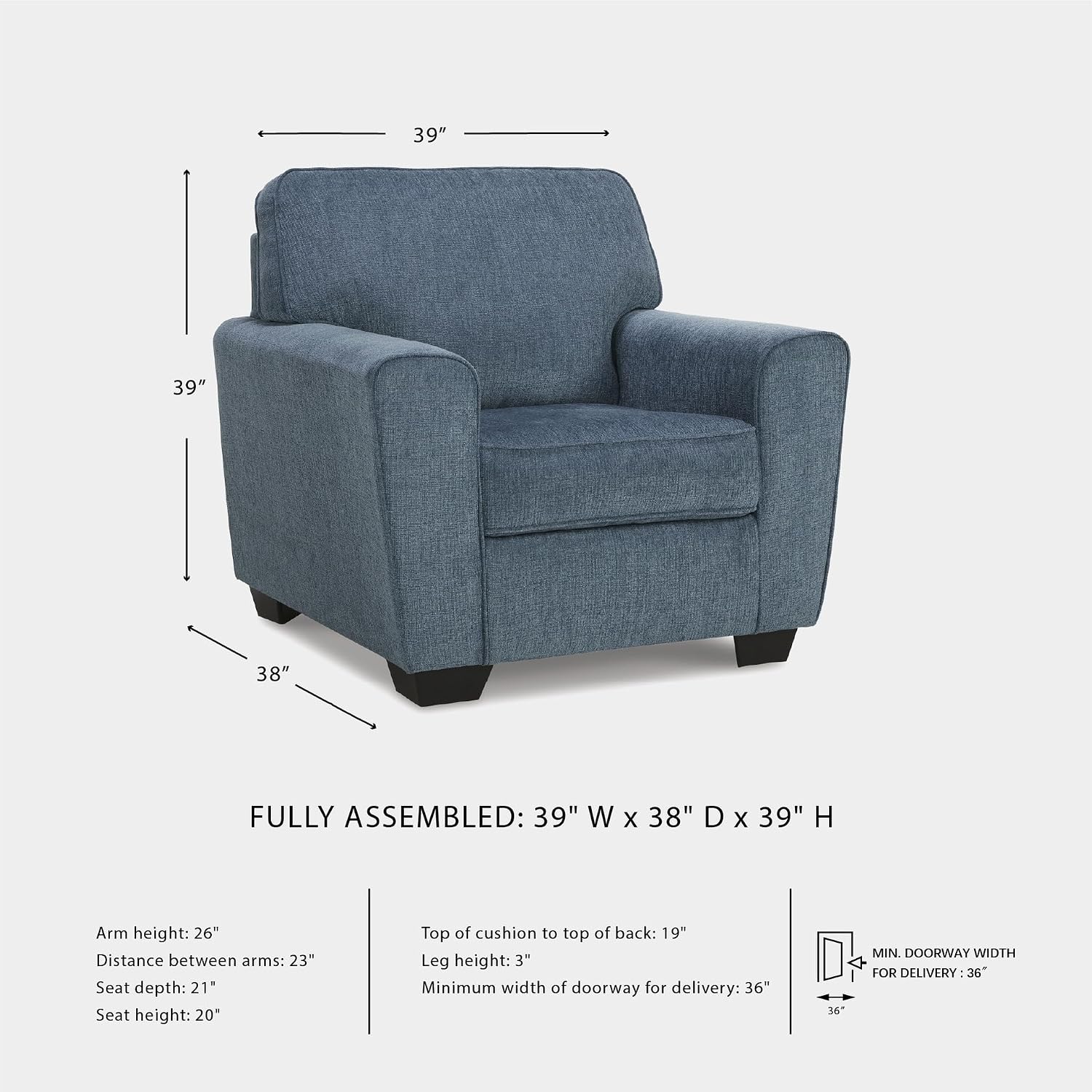 Signature Design by Ashley Cashton Modern Upholstered Chair, Blue