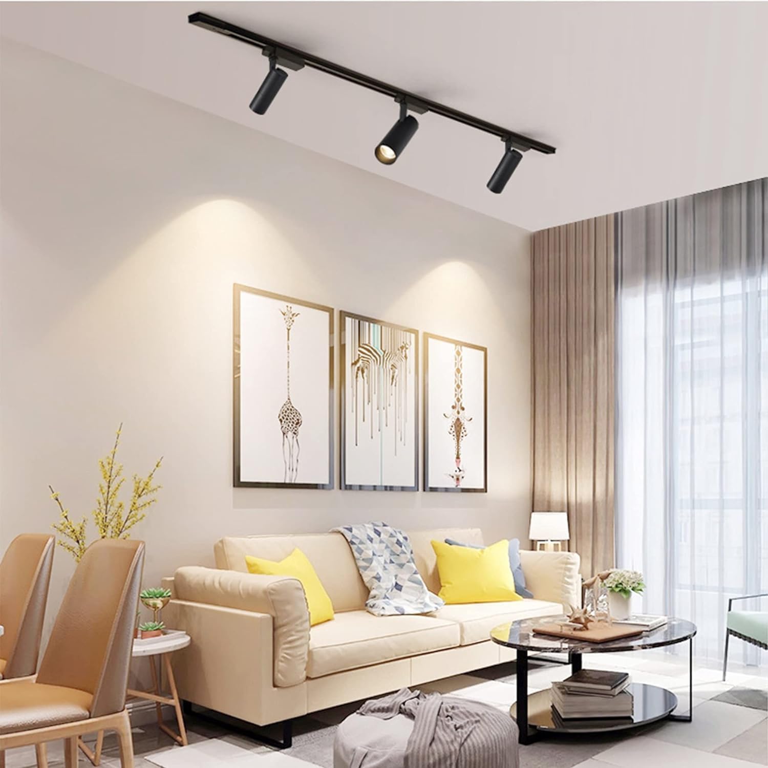 GU10 LED Black Track Lighting Complete Kit, 3000K Warm White, 24 Packs GU10 Dimmable Ceiling Spotlight Fixture with 26.24ft H Type Track Rails, Replaceable 10W LED Bulbs for Home