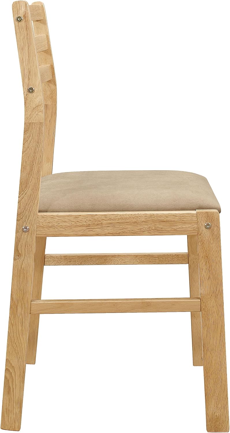 Coaster Home Furnishings 3-Piece Round Wood Dining Room Set Drop Leaf Extension Table Ladder Back Side Chairs Upholstered Seat Cushions Beige and Natural 130006