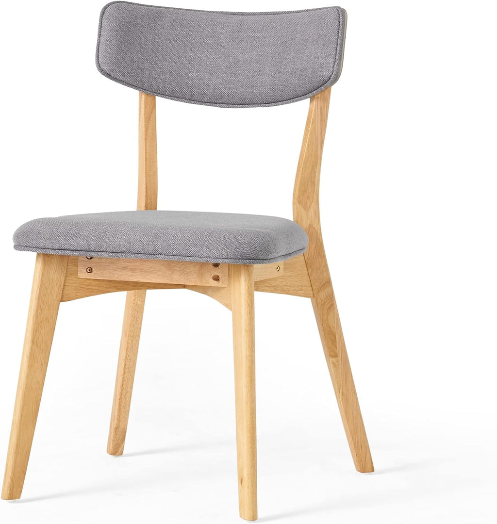 Christopher Knight Home Abrielle Mid-Century Modern Fabric Dining Chairs with Natural Oak Finished Rubberwood Frame, 2-Pcs Set, Dark Grey / Natural Oak