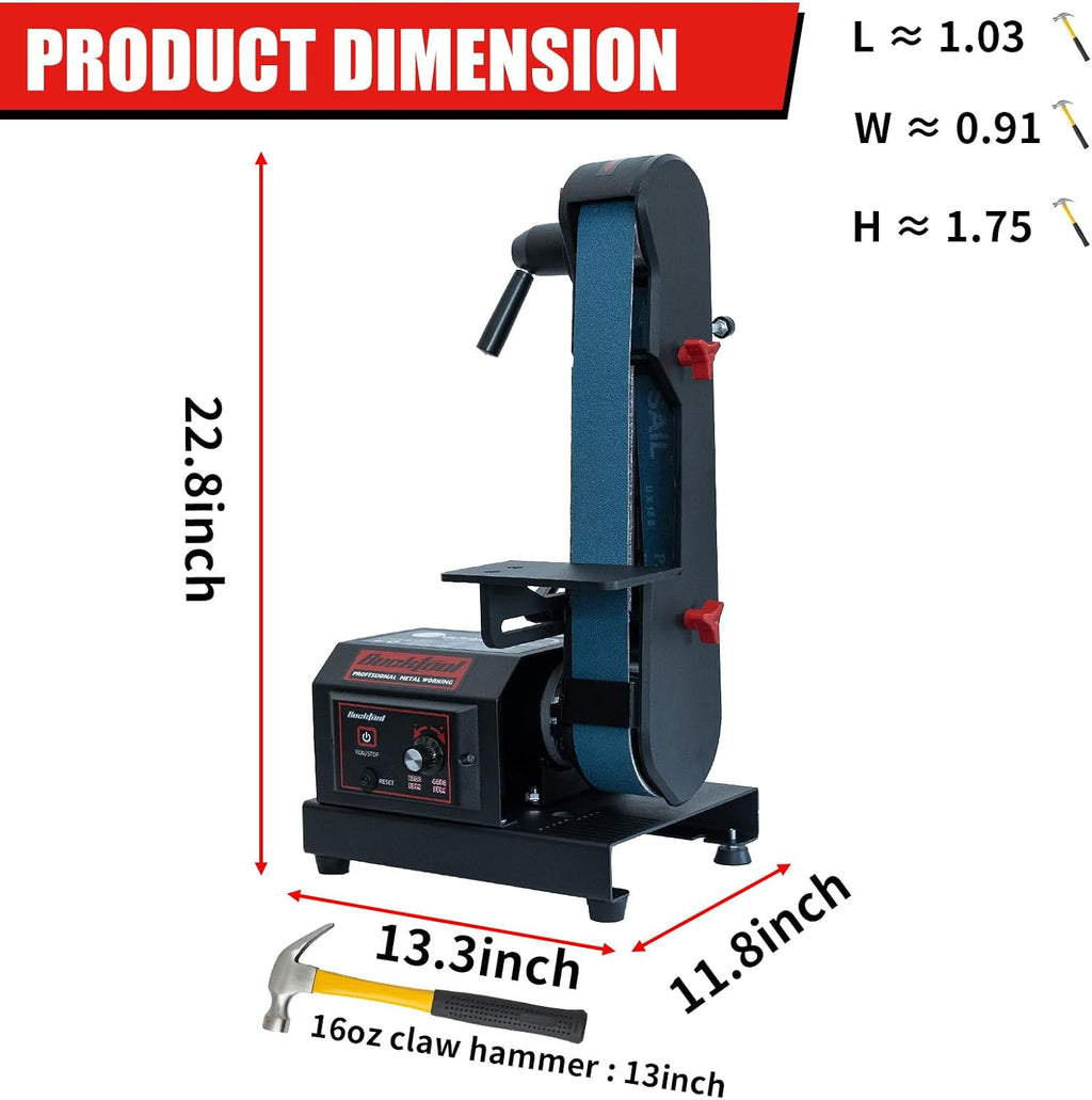 Bucktool Variable Speed 2×42 Inch Belt Sander 3.5A DC Motor with Control Panel, Quick Belt Release, Adjustable Foot, Horizontal or Wall-Mountable Bench Machine for Knife Making and Metalworking