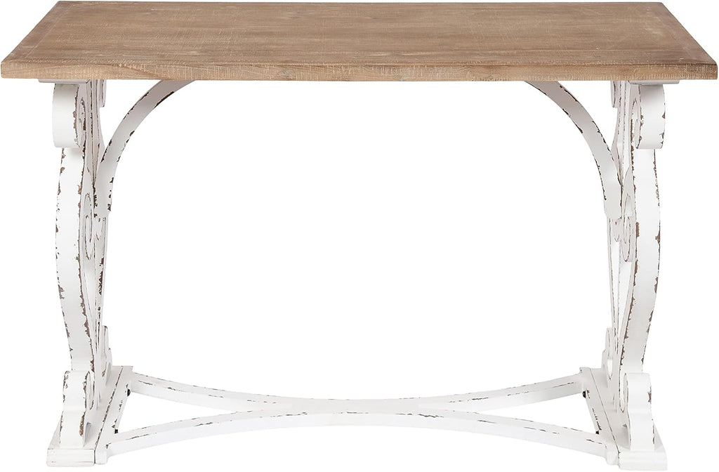 Kate & Laurel Wyldwood Farmhouse Wood Desk, 46x24x30, Brown/White