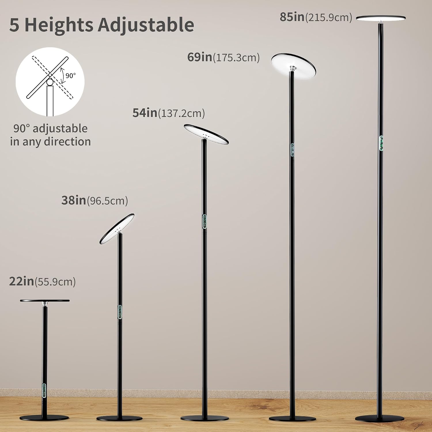 chiphy Grow Lights, 85' Full Spectrum Plant Light for Indoor Plants, 40W Grow Lamp, 10 Dimmable Brightness, Height Adjustable, Ideal for Large Tall Plants
