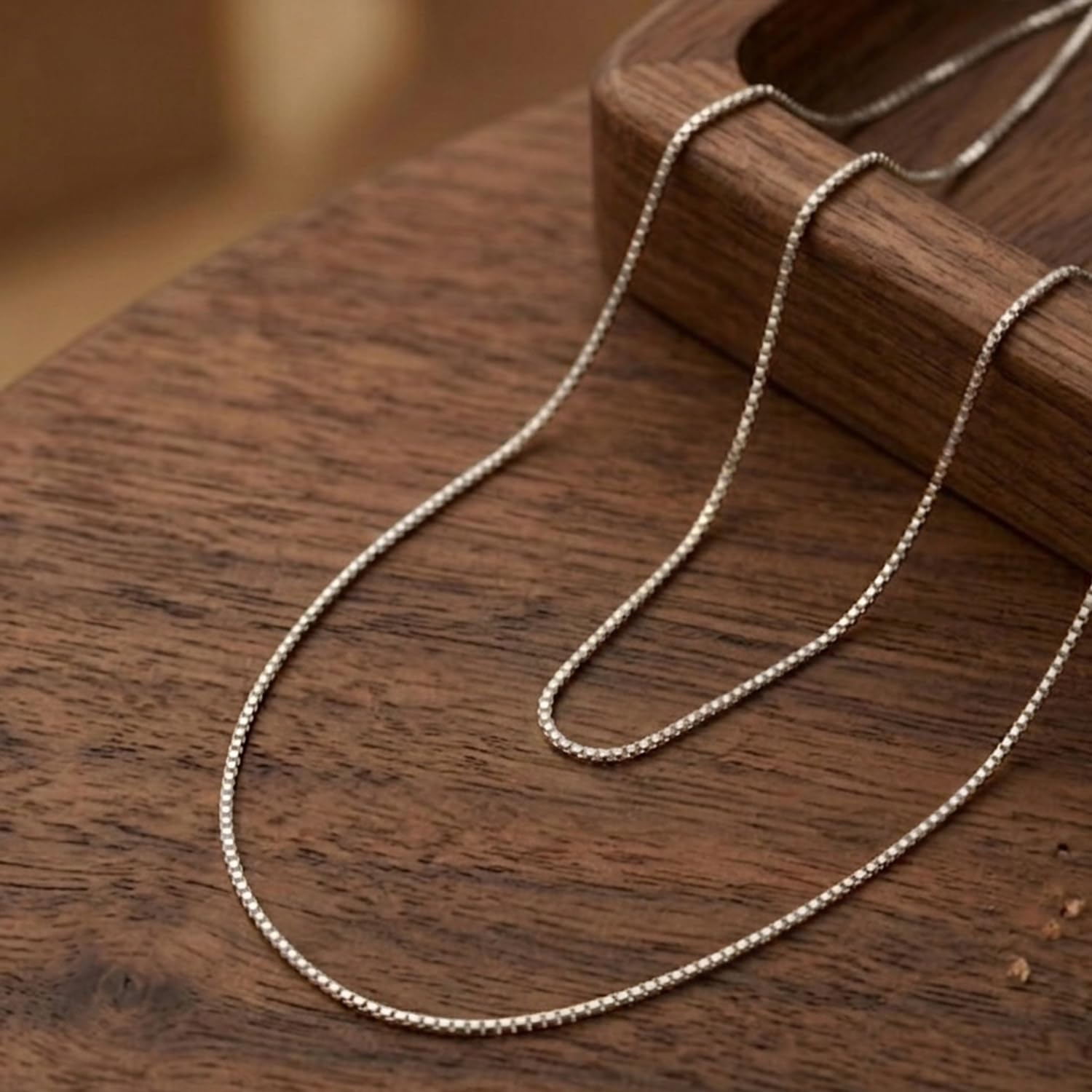 Jewelry Affairs 10k Real Solid Gold Mirror Box Chain Necklace, 0.6mm