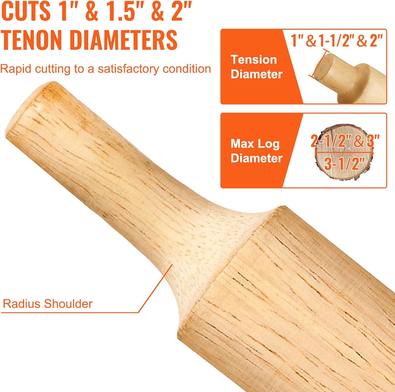 VEVOR Tenon Cutter, 1'/25.4mm & 1.5'/38mm & 2'/50.8mm, Premium Aluminum & Steel Log Furniture Cutter, with Dual Curved Blades & Button Screws Home Master Kit, Commercial Starter's Tool for Home DIY
