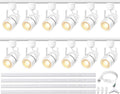 White LED Track Lighting Heads Kit, 10W 6000K Cool White 12-Lights GU10 Dimmable Track Lights, Indoor Ceiling Spotlight Fixture with 13FT H Type Track Light Rails