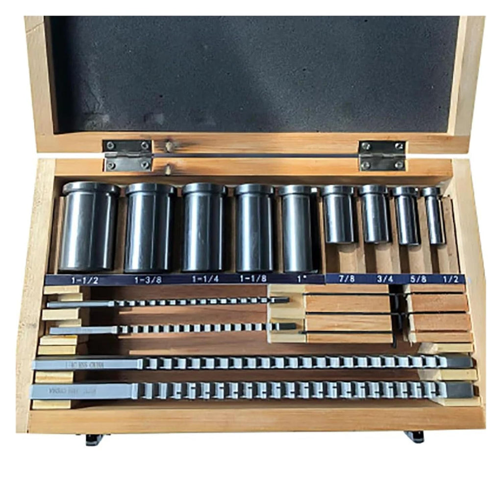 18pcs CNC Keyway Broache Bushing Shim Set 1/2-1-1/2 Broach Bushing Shim Set Inch Sized High Speed Steel Cutting Tool for Metalworking, Lathe