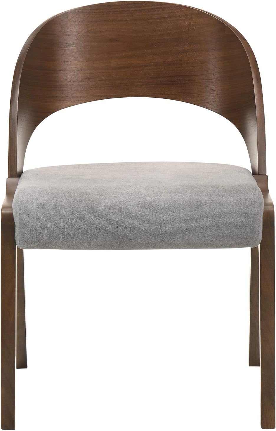 Armen Living Polly Mid-Century Modern Dining Accent Chairs Finish Fabric-Set of 2, 20' Wide, Walnut/Grey