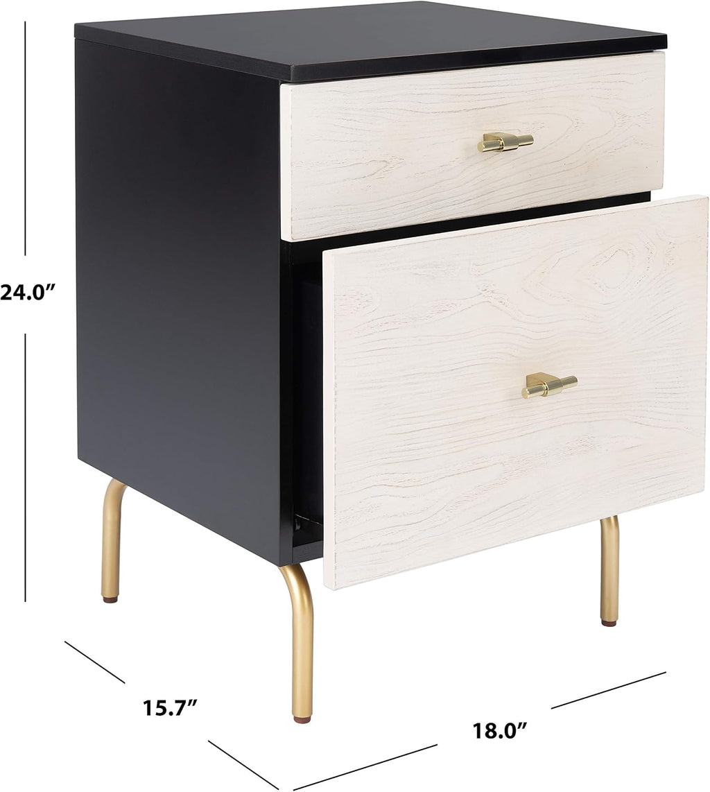 Safavieh Home Collection Genevieve Black/White Washed 2-Drawer Nightstand