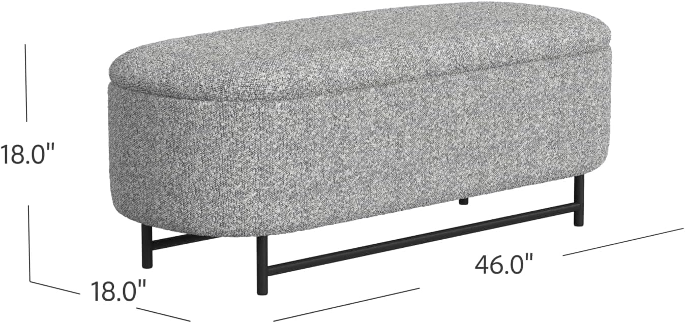 HomePop 46' Ellipse Storage Bench with Metal Legs - Cream Boucle with Gray Yarns