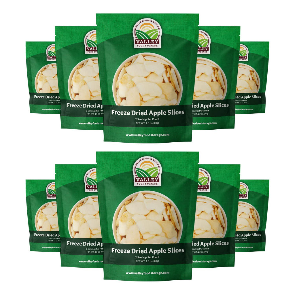 Freeze Dried Apple Slices 10-Bag Bucket, 28 Oz | Premium Emergency Food Supply 25 Year Shelf Life | Prepper Supplies, Survival Food, Off Grid Living Supplies | Valley Food Storage Packaged in USA