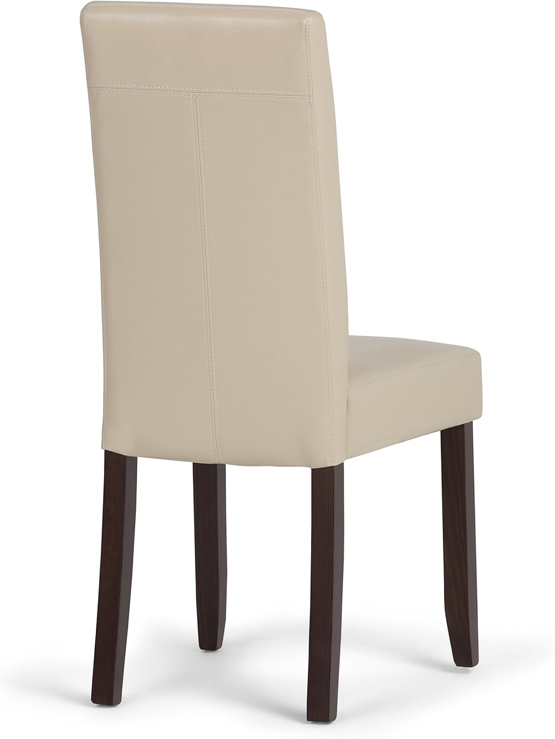 SIMPLIHOME Acadian Dining Chairs - Upholstered Solid Hardwood and Vegan Leather Parsons Chair Set in Satin Cream, Transitional Dining Room Seating with Padded Back and Seat (Set of 2)
