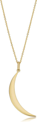 Kooljewelry 10k Yellow Gold Crescent Moon Pendant on Cable Chain Necklace (18 inch)