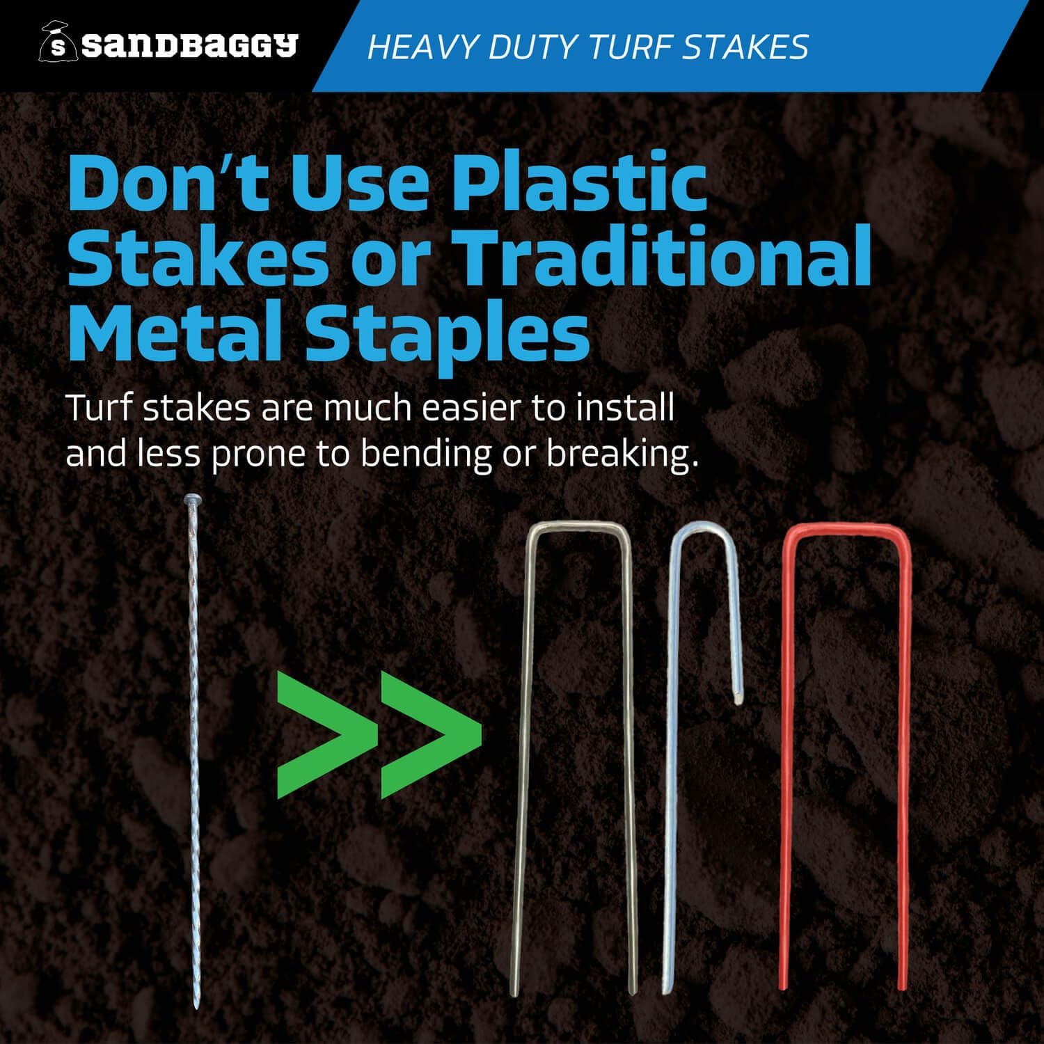 Sandbaggy 18' Heavy Duty Galvanized Artificial Turf Stakes - Spiral Landscape Nails - Ground Spikes/Pins, Synthetic Grass, Lawn, Edging, Weed Barrier Fabric (18 inch - Ultra Heavy Duty, 150, Count)