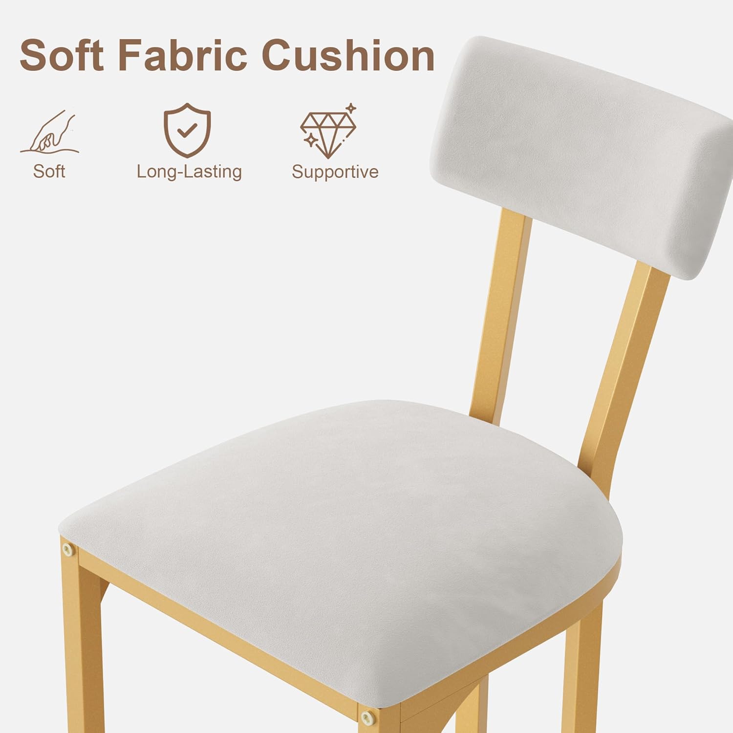 Garvee Bar Stools Set of 4, Counter Height Bar Stools for Kitchen Counter, Island Chairs for Dining Table, Modern Tall Barstools with Back, Metal Counter Stools with Upholstered for Kitchen (Gold)
