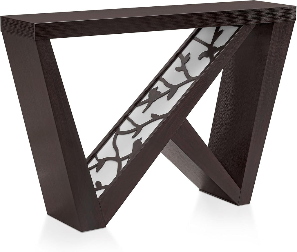 Homes: Inside + Out Naomi Modern Decorative Accent LED Console Table with W-Shaped Legs and Remote, Wood Entryway Furniture for Living Room, Hallway, Entrance, Small Spaces, Black