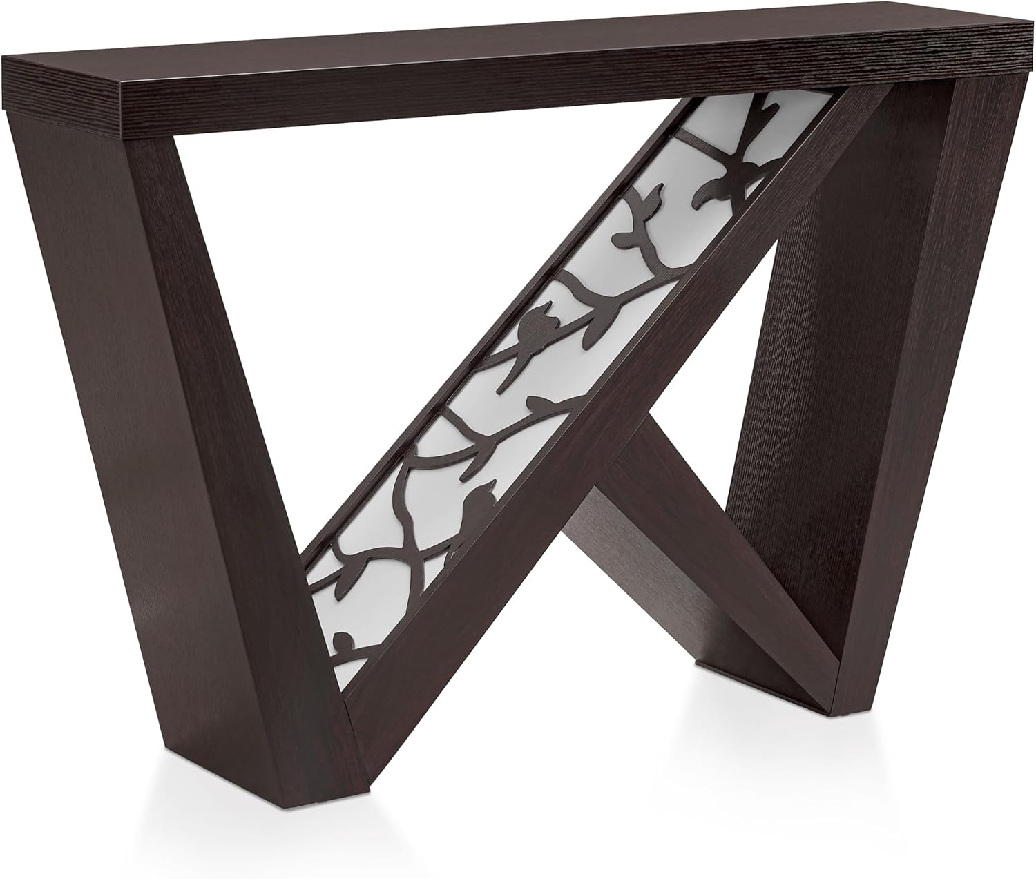 Homes: Inside + Out Naomi Modern Decorative Accent LED Console Table with W-Shaped Legs and Remote, Wood Entryway Furniture for Living Room, Hallway, Entrance, Small Spaces, Black