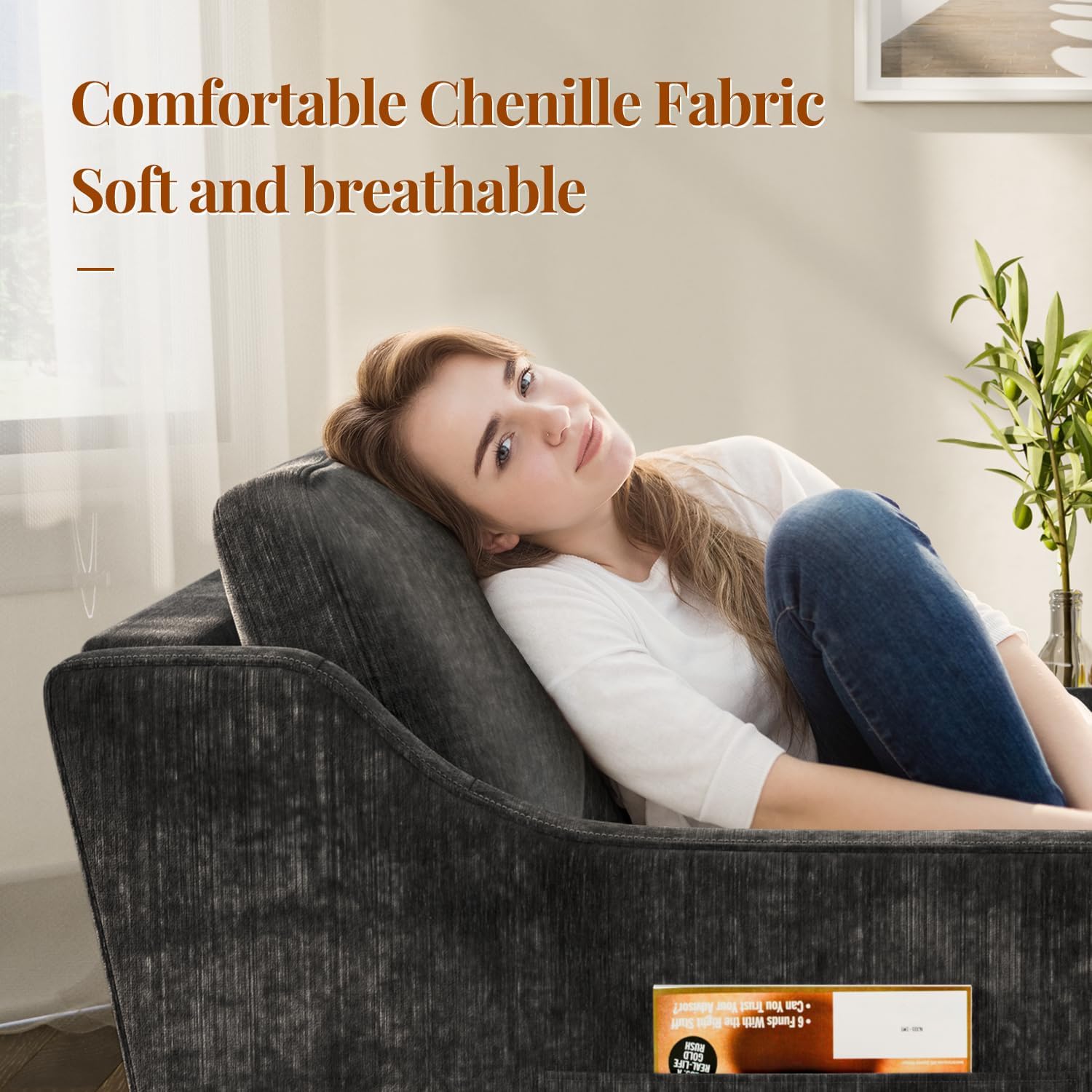 360° Swivel Accent Chair, Large Comfy Reading Chair, Square Single-Seat Armchair Upholstered Sofa for Reading, Nursery, Living Room, Bedroom, Lounge, Hotel, Black