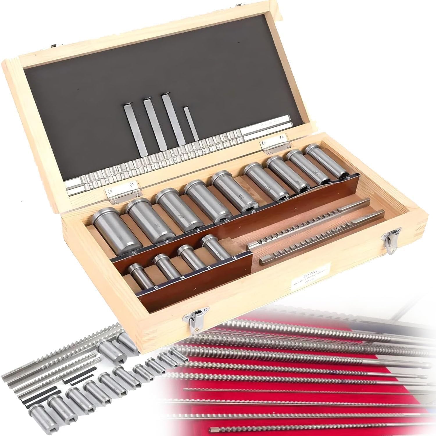 22Pcs Keyway Broach Sets Kit, Keyway Broaches Collared Bushing Shim Sets in, Keyway Cutter, Industrial Working Tools