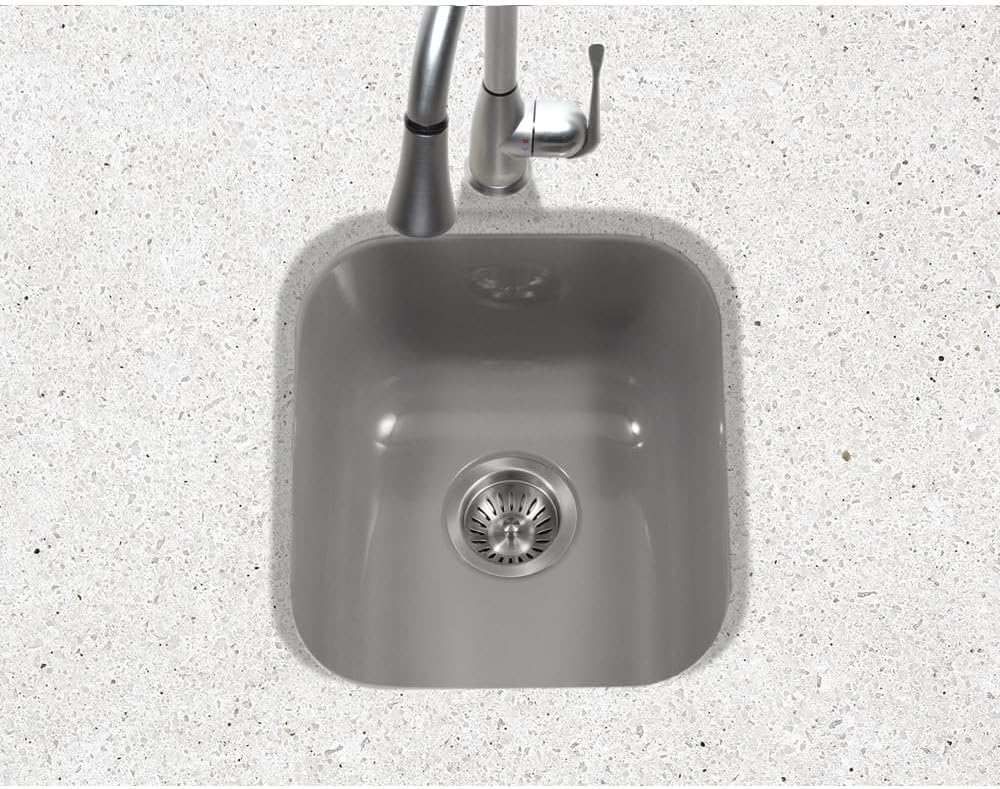 Houzer Porcela Mint Porcelain Enamel Steel Kitchen Sink: 17 Inch Undermount Single Bowl Sink, Durable & Versatile, Essential for Home and Apartment: PCB-1750 MT