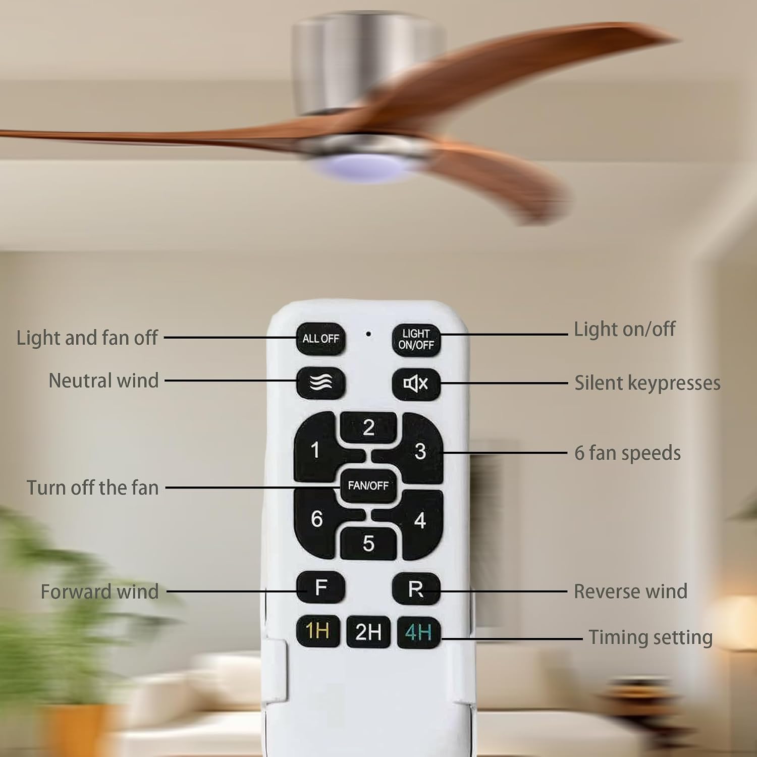 52' Modern Dimmable Chandelier Fan with Light, Low Profile Flush Mount Ceiling Fan Wooden Fandelier with Remote Reversible DC Motor Ceiling Fan for Bedroom Living Room (Nickel)
