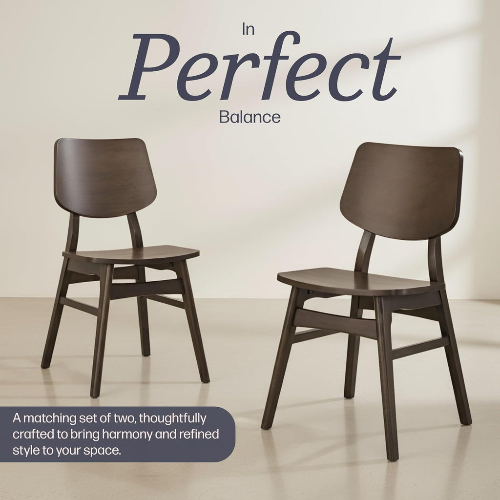 Alaterre Furniture Calais Dining – Mid Century Modern Set of 2 Dining Chairs – Solid Wood Chair Set with Minimalist Design for Dining Room or Kitchen (Warm Walnut Finish)