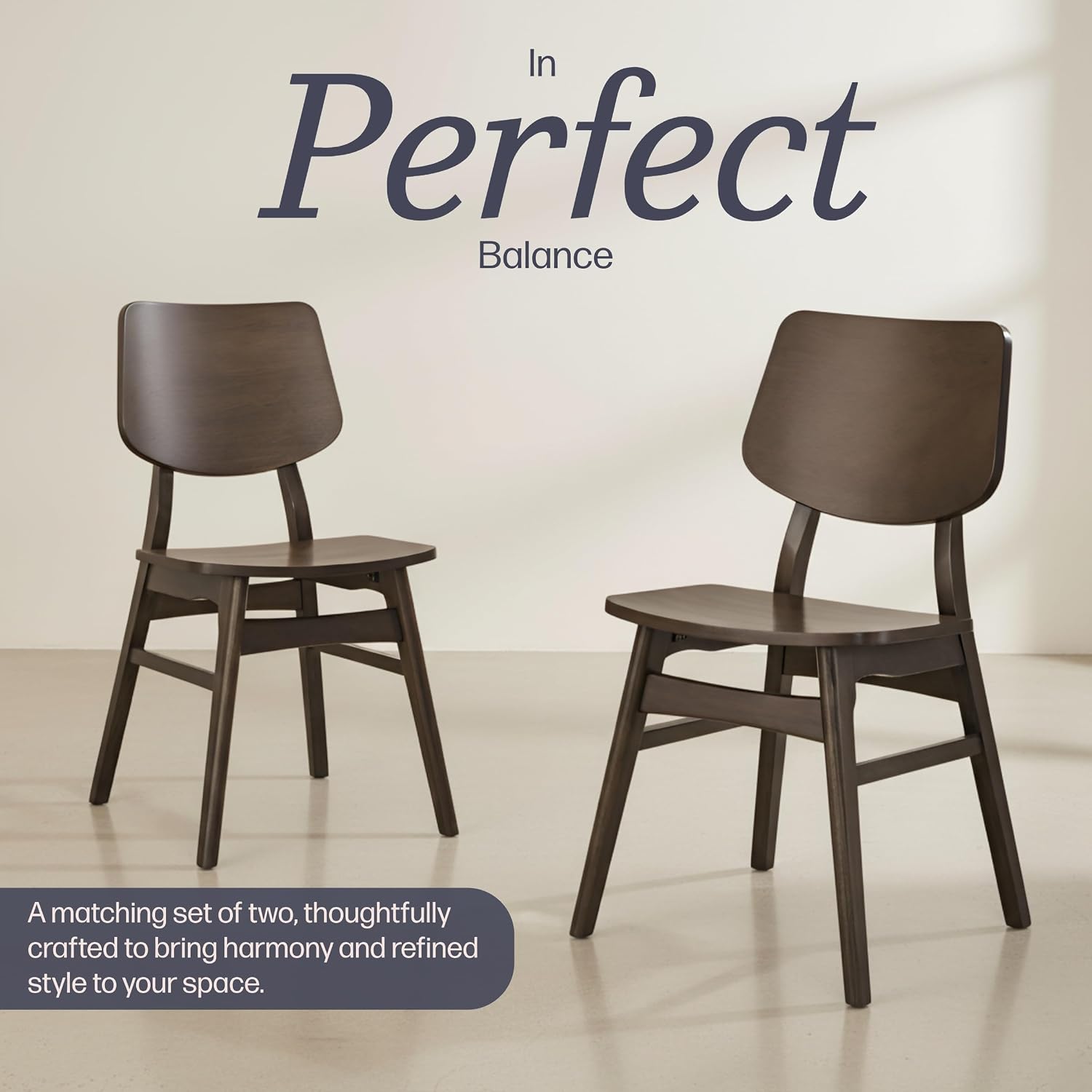Alaterre Furniture Calais Dining – Mid Century Modern Set of 2 Dining Chairs – Solid Wood Chair Set with Minimalist Design for Dining Room or Kitchen (Warm Walnut Finish)