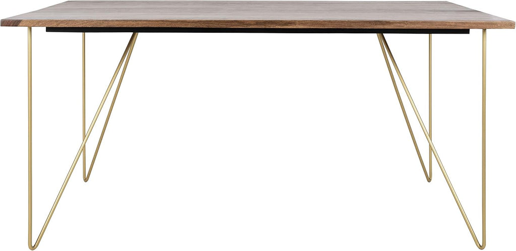 Safavieh Couture Home Captain Modern Walnut and Brass Hairpin Leg Dining Table