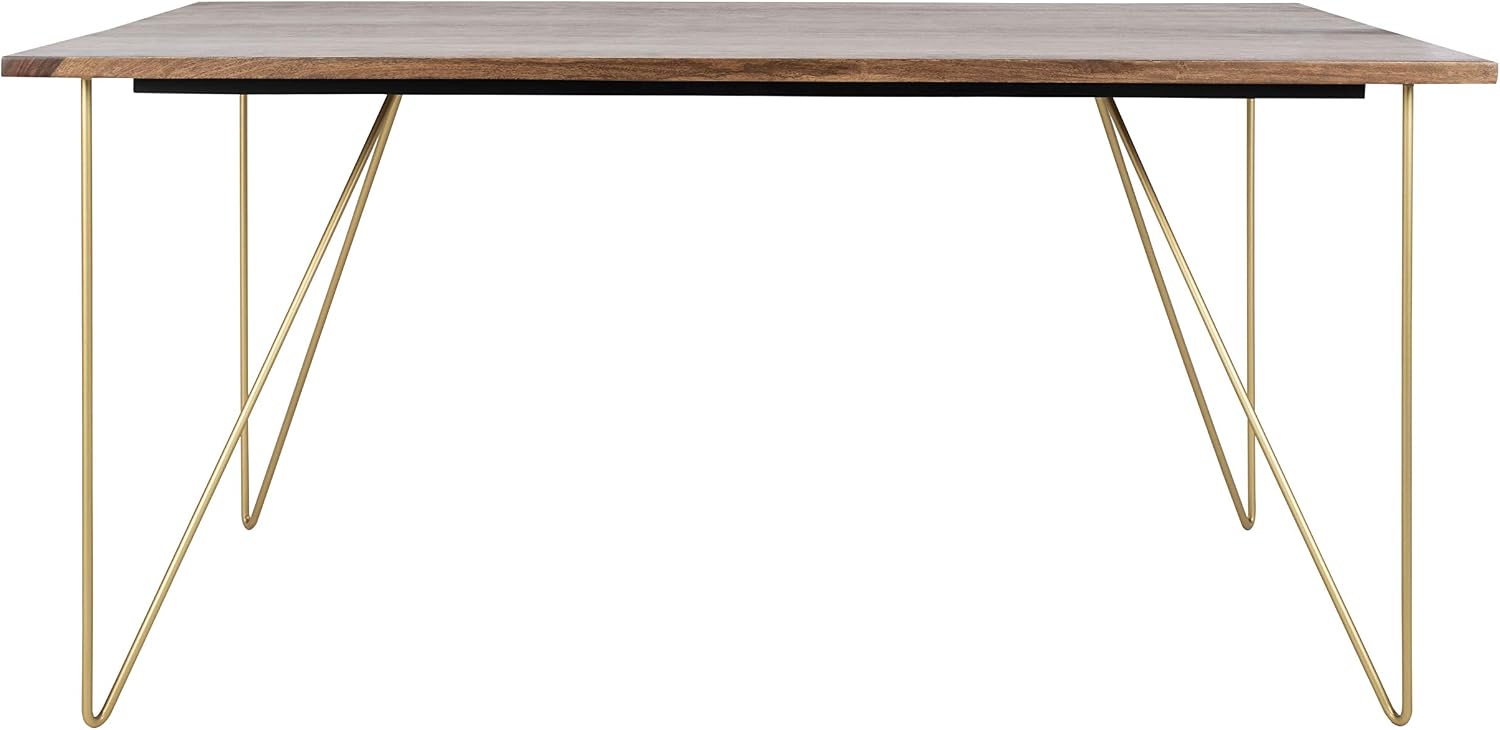 Safavieh Couture Home Captain Modern Walnut and Brass Hairpin Leg Dining Table