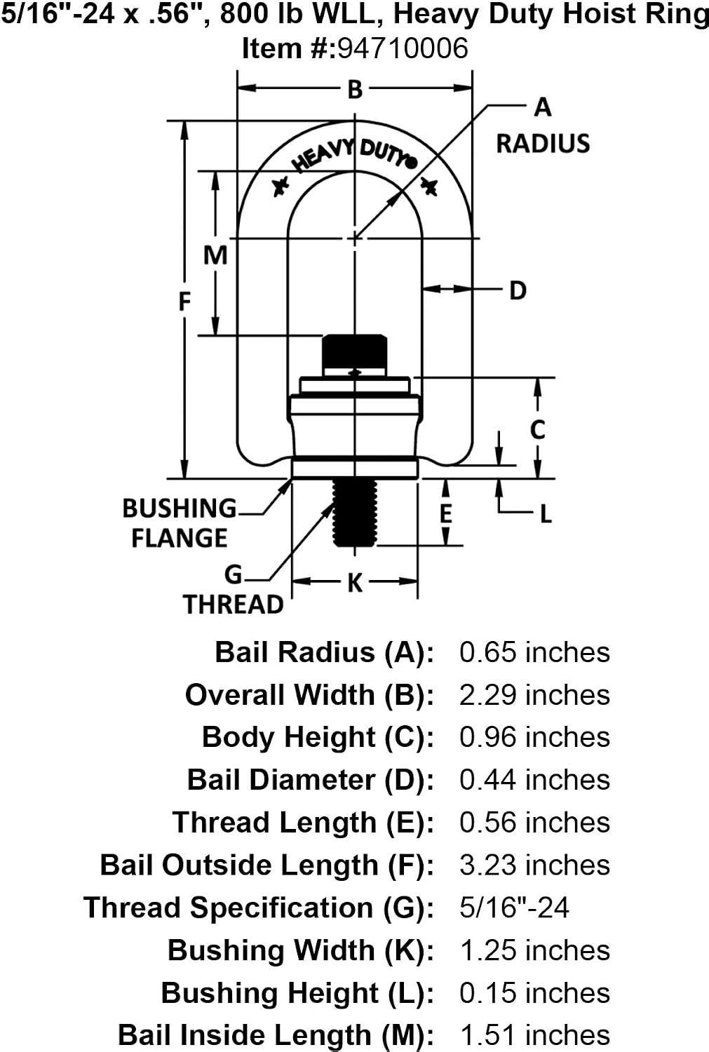 HRHD .8K LB 5/16-24 * (33213)