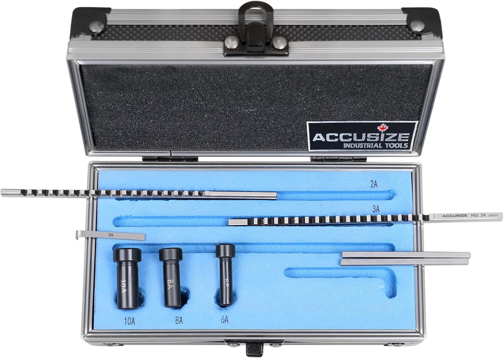 Accusize Industrial Tools No 60 Metric H.S.S. Keyway Broach Sets in Fitted Box, 5100-0060