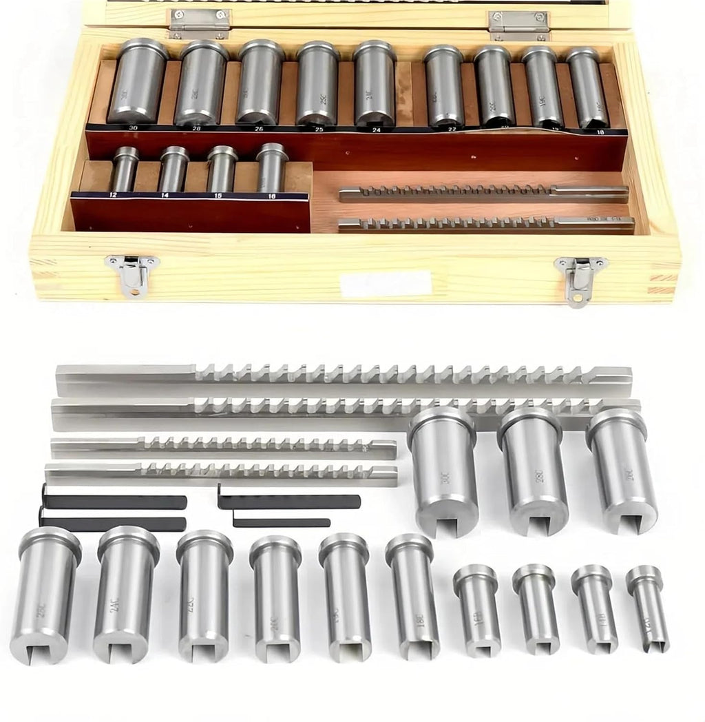 Keyway Cutting Tool 22pcs Keyway Broach Set Bushing Shim Set 12-30 HSS Keyway Tool knife for CNC Machine for CNC Cutting Machine Too