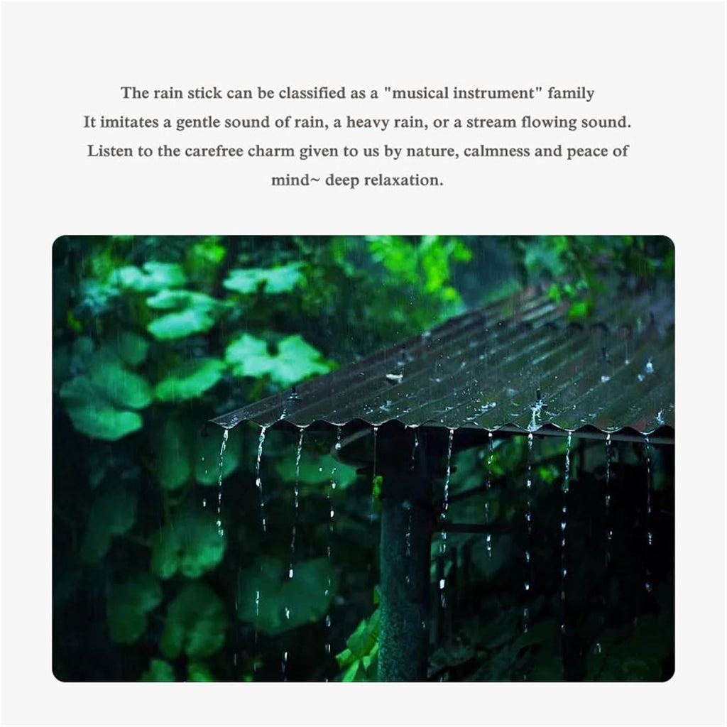Long Sustain Rain Stick, 20-40 Seconds, Birchwood Rainstick Instrument for Relaxation, Meditation & Healing Sounds (Rainmaker, Ocean Wave Sound Effect)