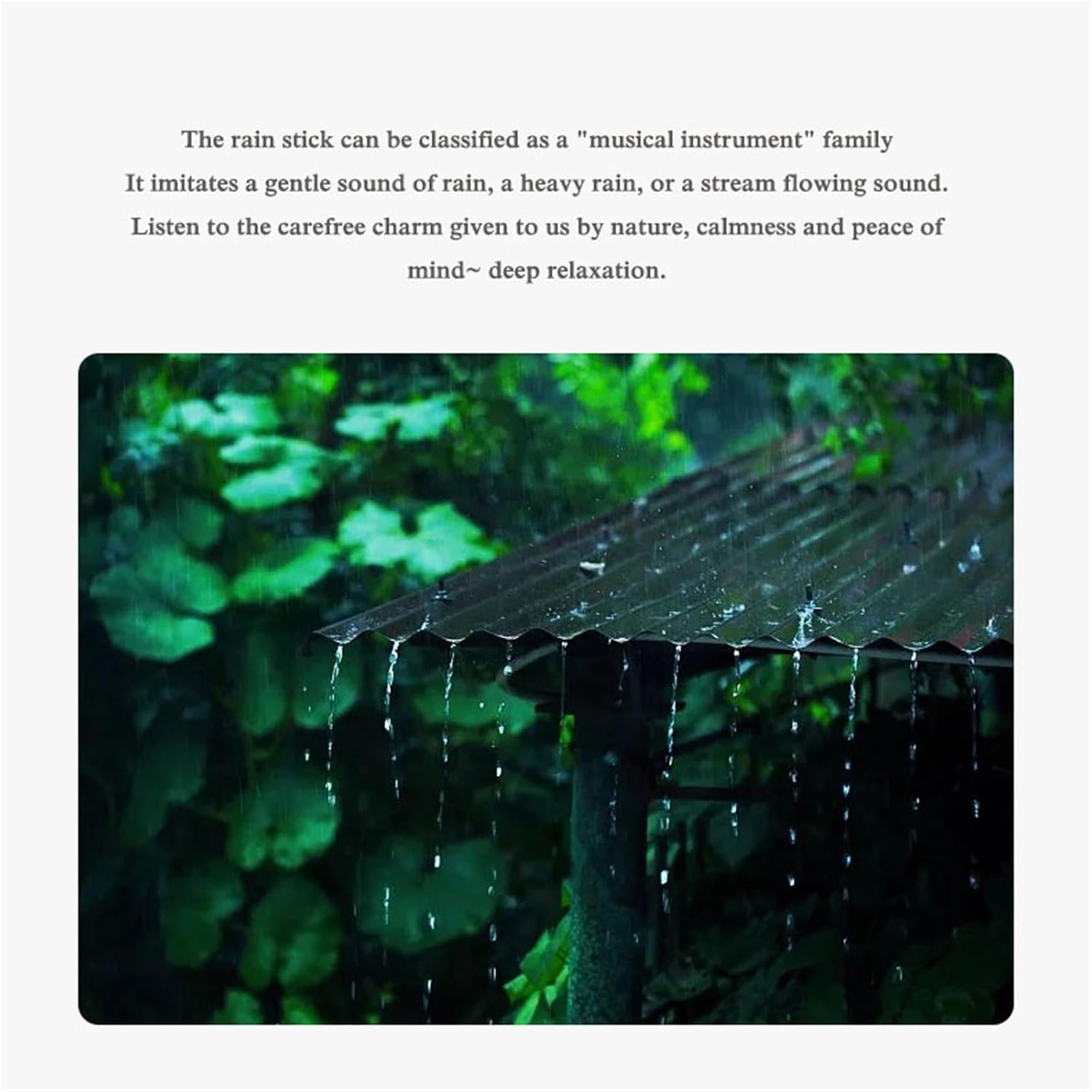 Long Sustain Rain Stick, 20-40 Seconds, Birchwood Rainstick Instrument for Relaxation, Meditation & Healing Sounds (Rainmaker, Ocean Wave Sound Effect)