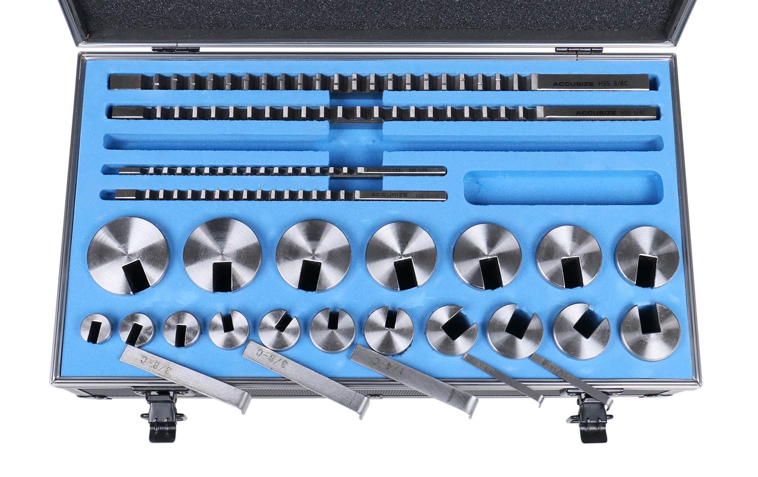 Accusize Industrial Tools No 10-10A Conbination H.S.S. Keyway Broach Sets in Fitted Box, 5100-0012