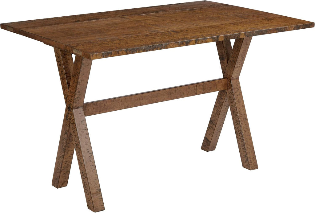 OSP Home Furnishings McKayla Flip-Top Expanding Desk to Dining Table, Distressed Brown Finish