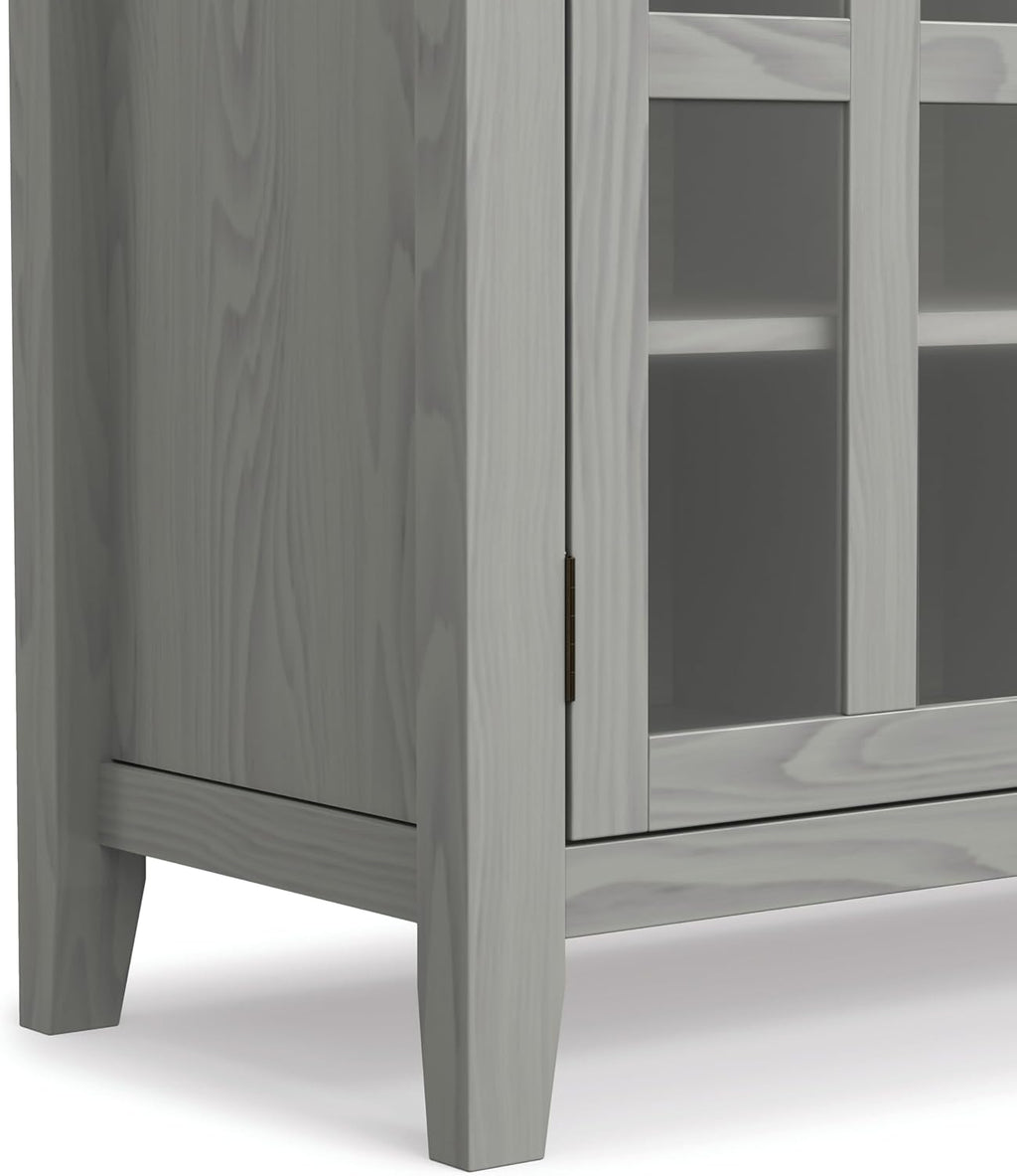 SIMPLIHOME Artisan TV Stand - 53 inch Wide Solid Wood Tall Media Console in Fog Grey, Contemporary Entertainment Center for Living Room for TVs up to 60 Inches with Drawers and Cable Management