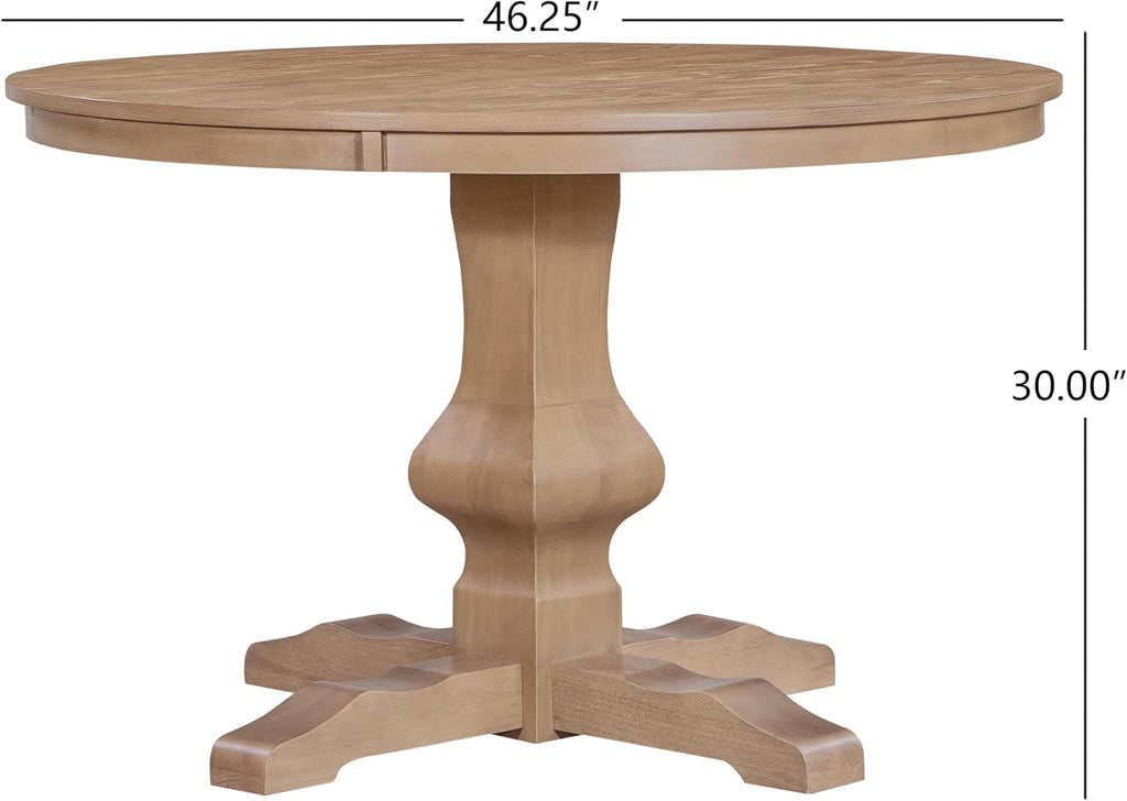 Christopher Knight Home Mundo Round Dining Table for 4, Rustic Wooden Kitchen Table with Pedestal Base, Circle Farmhouse Dinner Furniture for Dining Room, Kitchen, Living Room, Light Natural