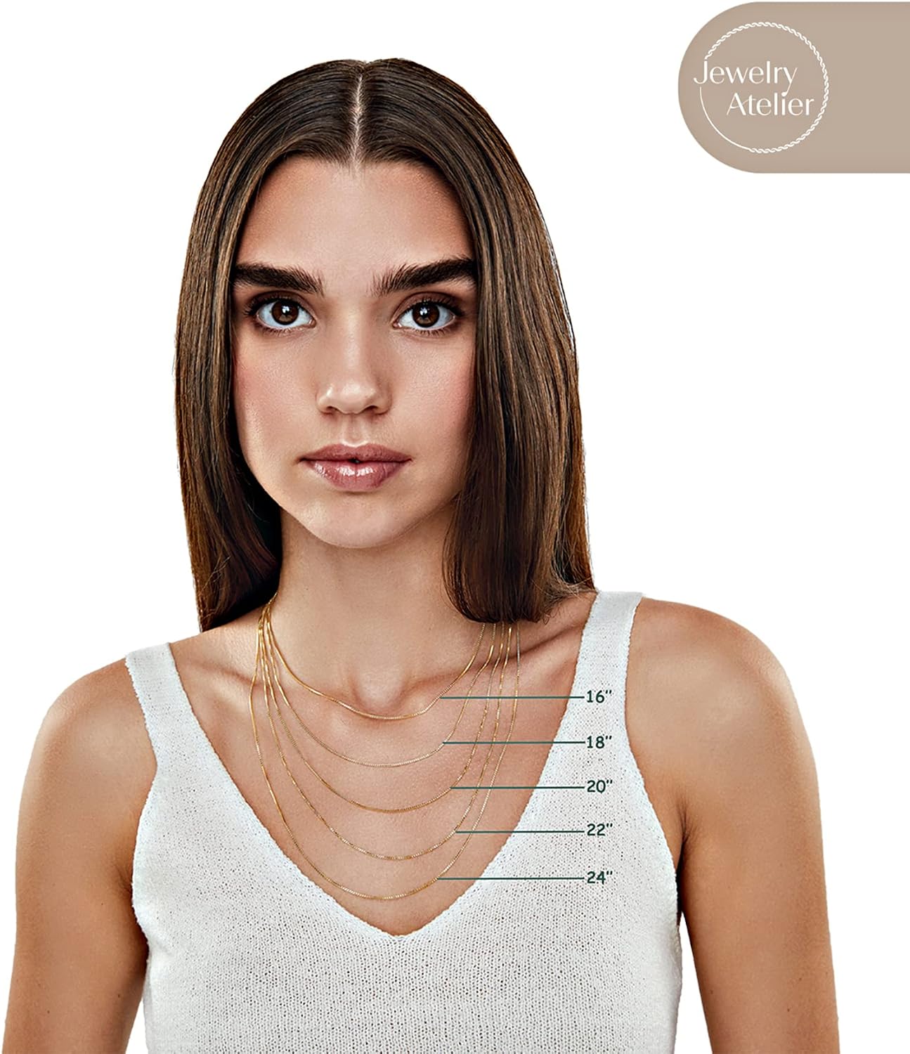Jewelry Atelier Gold Chain Necklace Collection for Women and Men - Box, Clip & Cable